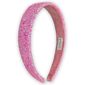 Girl glitter headband pink iridescent non slip kids hair accessory cute fit girl